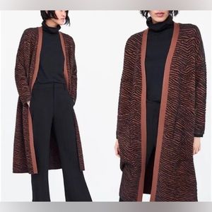 Zara Zebra Long Cardigan Size S
